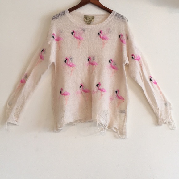Wildfox Couture Miami Suburb Flamingos 🦩Lenon Sweater - Picture 5 of 16